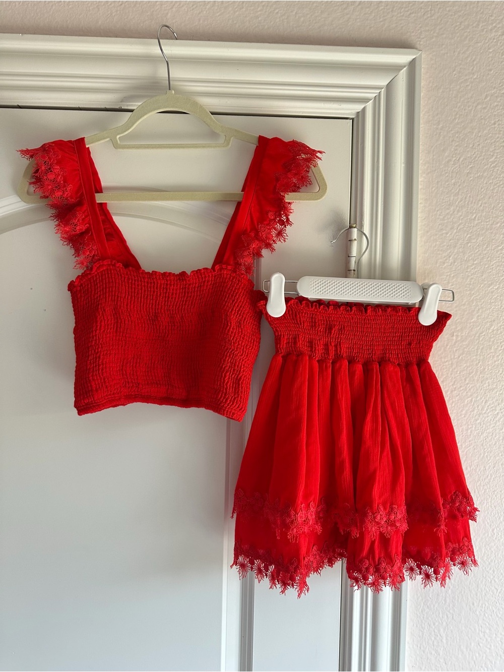 Peixoto Two-Piece Smocked Lace Trim Set